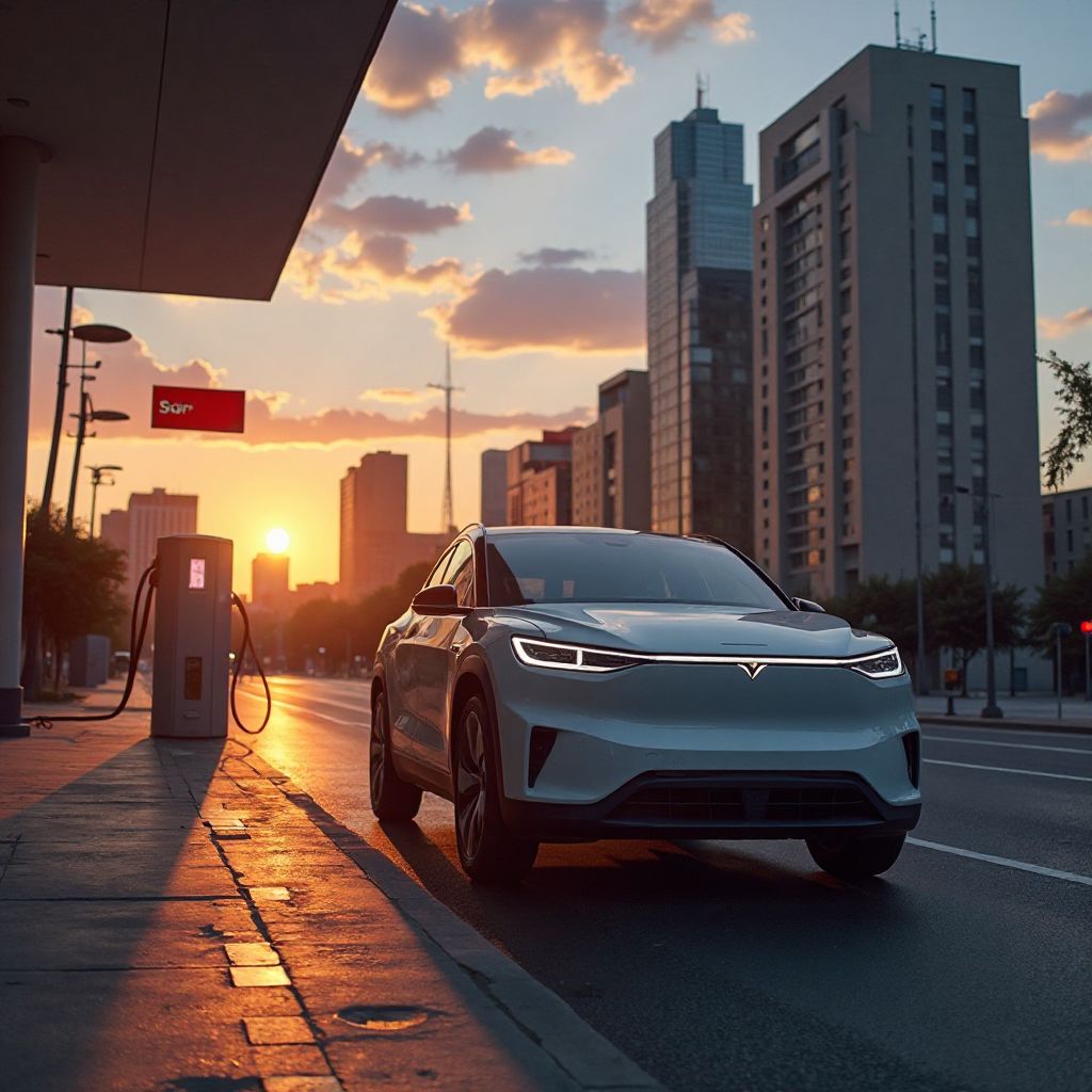 Auto eléctrico cargando